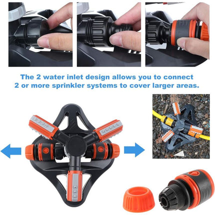 Garden Sprinkler, 360° ROtating 3 Arm Automatic Lawn Sprinkler Watering Irrigation.