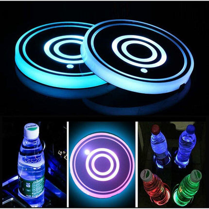 2 Pack LED Cup Holder, LED Car Coasters With 7 Colors Glow Cup Pad, Usb Charging Cup Mat For Coaster Accessories,.