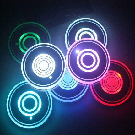 2 Pack LED Cup Holder, LED Car Coasters With 7 Colors Glow Cup Pad, Usb Charging Cup Mat For Coaster Accessories,.