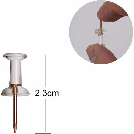 100 pcs Clear Plastic Head Push Pins, ROse Gold Push Pins, Wall Push Pins, Cork Board Push Pins, I-Shaped Pin For.
