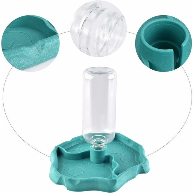 Reptile Water Dispenser, 2 In 1 Anti-Overflow Food Dispenser Bowl, Plastic Food Bowl For Tortoise Gecko - Blue.