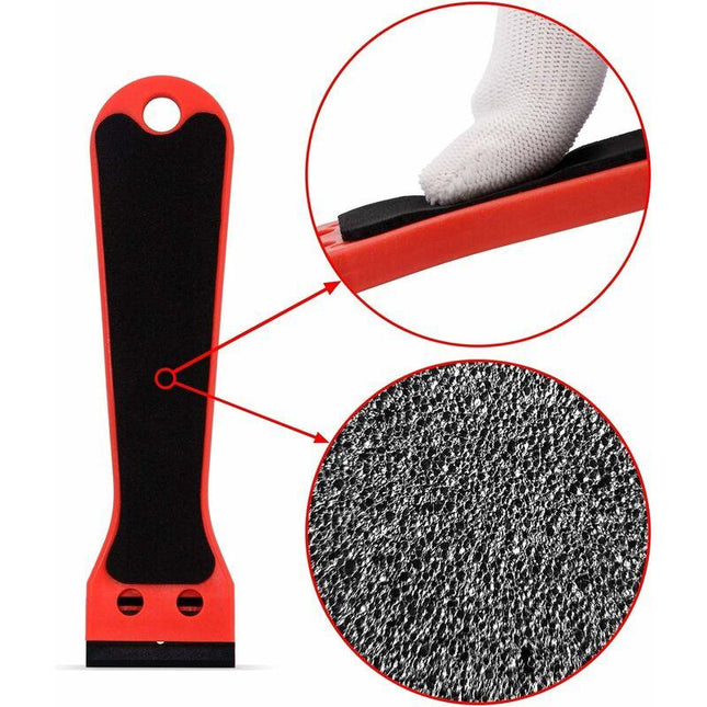 2 Plastic Scraper With 100 Squeegees, Long Handle Scrapers, For Removing Labels, Glue, Paint, Stickers And Decals, Red.