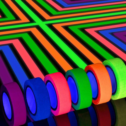 Neon Gaffer Tape 6 Colors, Uv Blacklight Glow In The DArk Fluorescent Tape For Uv Party (0.6 Inch X 16.5 Feet).