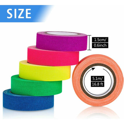 Neon Gaffer Tape 6 Colors, Uv Blacklight Glow In The DArk Fluorescent Tape For Uv Party (0.6 Inch X 16.5 Feet).