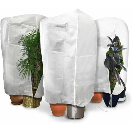 3 pcs Set Winter Plant Covers With Drawstring And Zipper 80G/M² Polypropylene Winter Covers Heavy Duty Reusable Plant.