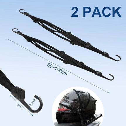 Bungee Cords With Hooks, 2 Pieces Adjustable Luggage Straps, Elastic Strap With 4 Sliding Buckles For Motorcycle Helmet.