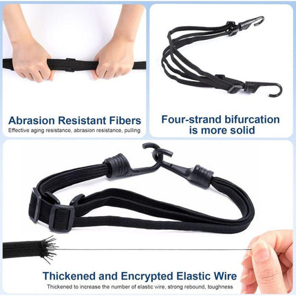 Bungee Cords With Hooks, 2 Pieces Adjustable Luggage Straps, Elastic Strap With 4 Sliding Buckles For Motorcycle Helmet.