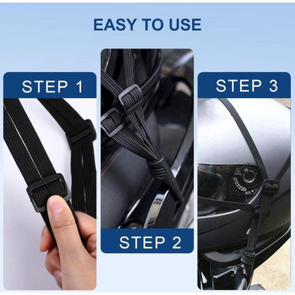 Bungee Cords With Hooks, 2 Pieces Adjustable Luggage Straps, Elastic Strap With 4 Sliding Buckles For Motorcycle Helmet.