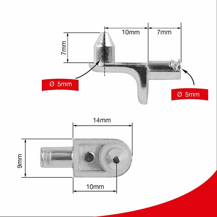 50 pcs Double Tenon Corner Brace Shelf Brackets - 5Mm Safety Shelf Brackets - Nickel Plated Zamak Shelf Support.
