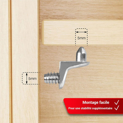 50 pcs Double Tenon Corner Brace Shelf Brackets - 5Mm Safety Shelf Brackets - Nickel Plated Zamak Shelf Support.