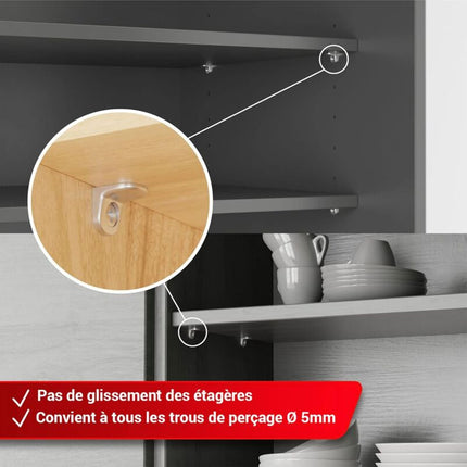 50 pcs Double Tenon Corner Brace Shelf Brackets - 5Mm Safety Shelf Brackets - Nickel Plated Zamak Shelf Support.