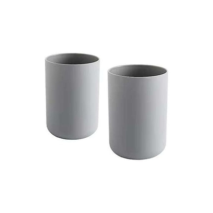 2 pcs Toothbrush Cups, Bathroom Toothbrush Holder, Mug, Plastic Cup 300Ml (Grey & Grey).