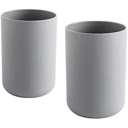 2 pcs Toothbrush Cups, Bathroom Toothbrush Holder, Mug, Plastic Cup 300Ml (Grey & Grey).