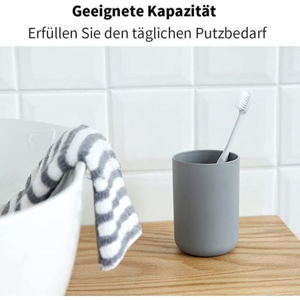 2 pcs Toothbrush Cups, Bathroom Toothbrush Holder, Mug, Plastic Cup 300Ml (Grey & Grey).