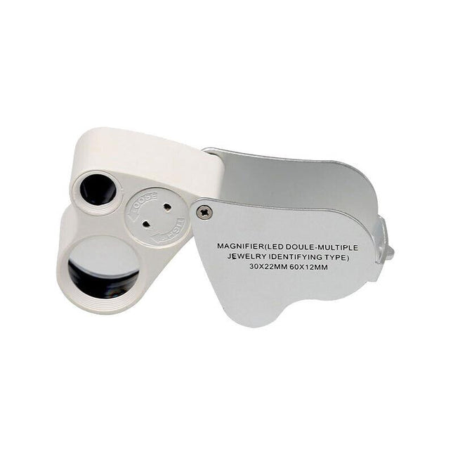 LED Illuminated Jeweler'S Loupe Dual Focus Magnifier, 60X, 12Mm And 30X.