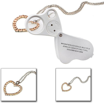 LED Illuminated Jeweler'S Loupe Dual Focus Magnifier, 60X, 12Mm And 30X.