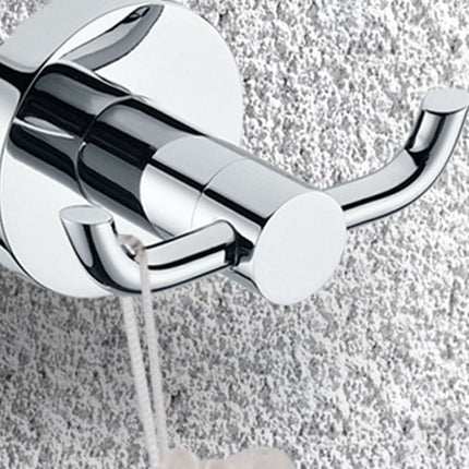 2 Pack Modern Polished Chrome Wall Hooks Solid Brass Double Towel Bar Bathroom Toilet Hat Clothes Wall Hanger Holder.