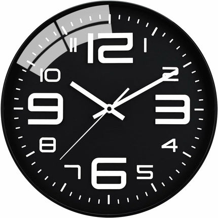 Silent Clock, 30Cm Quartz Silent Clocks, Battery Powered, Modern Style Designed For Home, Office And School (Black).