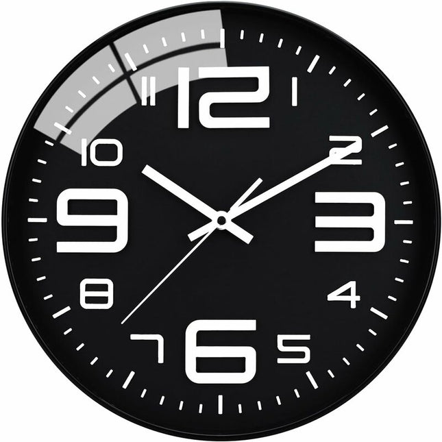 Silent Clock, 30Cm Quartz Silent Clocks, Battery Powered, Modern Style Designed For Home, Office And School (Black).