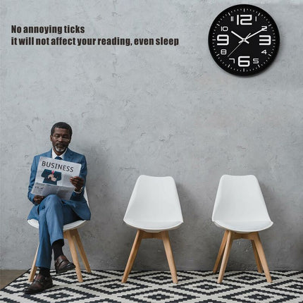 Silent Clock, 30Cm Quartz Silent Clocks, Battery Powered, Modern Style Designed For Home, Office And School (Black).