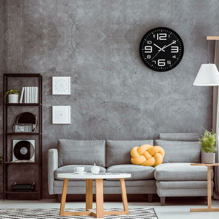 Silent Clock, 30Cm Quartz Silent Clocks, Battery Powered, Modern Style Designed For Home, Office And School (Black).