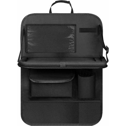Car Organizer For Kids, Back Seat Protector With Clear Pocket, Organizer With Tray And Phone/Ipad Pocket(Black).