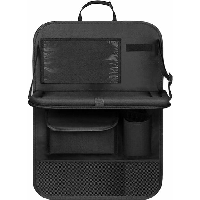 Car Organizer For Kids, Back Seat Protector With Clear Pocket, Organizer With Tray And Phone/Ipad Pocket(Black).