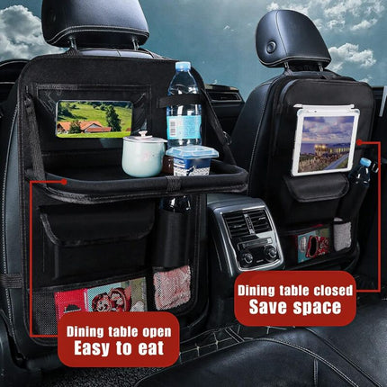 Car Organizer For Kids, Back Seat Protector With Clear Pocket, Organizer With Tray And Phone/Ipad Pocket(Black).