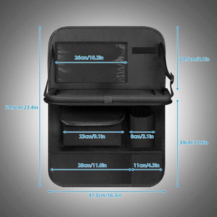 Car Organizer For Kids, Back Seat Protector With Clear Pocket, Organizer With Tray And Phone/Ipad Pocket(Black).