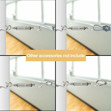 6 pcs Wire Tensioner M4 Stainless Steel Adjustable Turnbuckle Hook And Eye Set Heavy Duty.