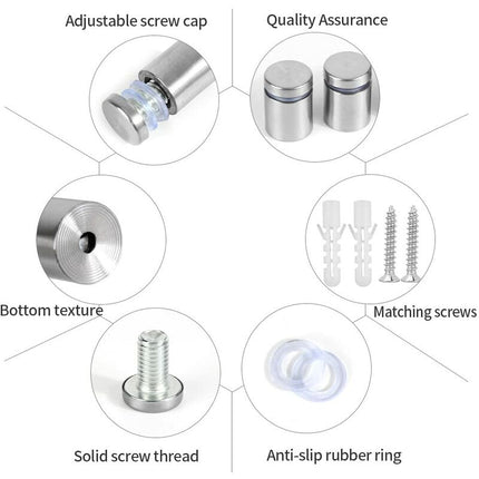 20 pcs Glass Standoffs, 19 X 25Mm Standoff Screws, Stainless Steel Wall Mount For Advertising Nails, For Plaques And.