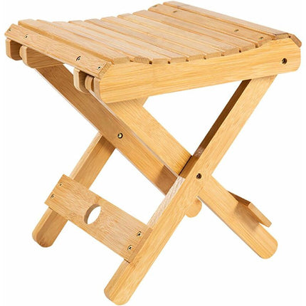 Solid Wood Folding Stool - Portable Stool For Home, Gaming, Fishing, Works In Bedrooms, Garden, Wood, 29X28X26 Cm.