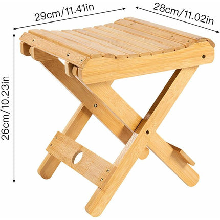 Solid Wood Folding Stool - Portable Stool For Home, Gaming, Fishing, Works In Bedrooms, Garden, Wood, 29X28X26 Cm.