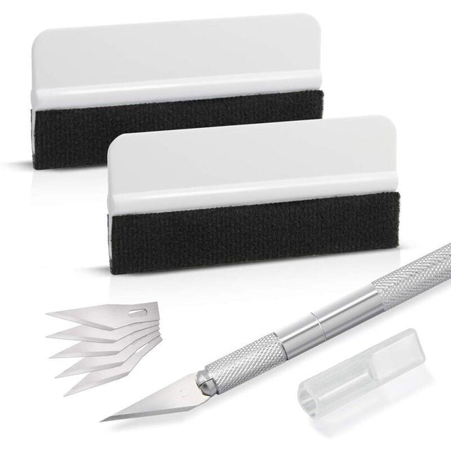 Car Accessories Squeegee Kit, With Felt Squeegee, Hobby Knife For Application Or Scraping With Cutter And Plastic.