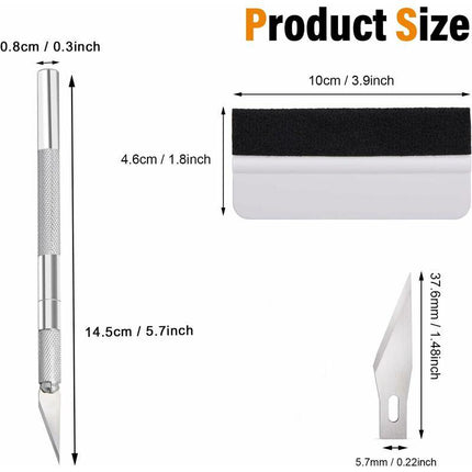 Car Accessories Squeegee Kit, With Felt Squeegee, Hobby Knife For Application Or Scraping With Cutter And Plastic.