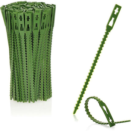 200X Green Plastic Plant Binder - Stabilize Plants - Plant Clips - Plant Stake Clip (13 Cm).