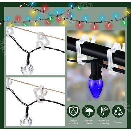 100 pcs Gutter Hooks, Outdoor String Lights Clips, Gutter Garland Hooks, Gutter Hooks For Christmas Decorations For.