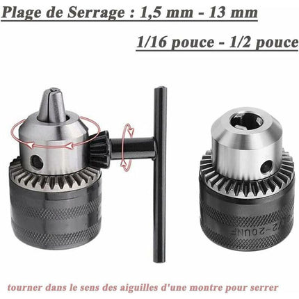 1.5-13Mm 6.35Mm Hex Shank Quick Change Drill Chuck Adapter, 1/2-20Unf Drill Chuck Converter With Chuck Key For Electric.