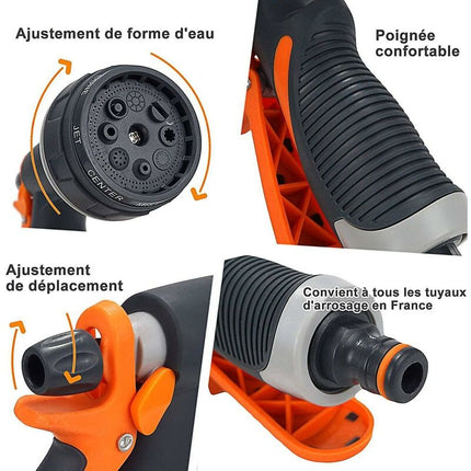Garden Hose Nozzle, 8 Watering Modes Multifunctional Garden Sprayer, Comfort Plastic Spray Gun, Ideal Car Wash, Lawn.
