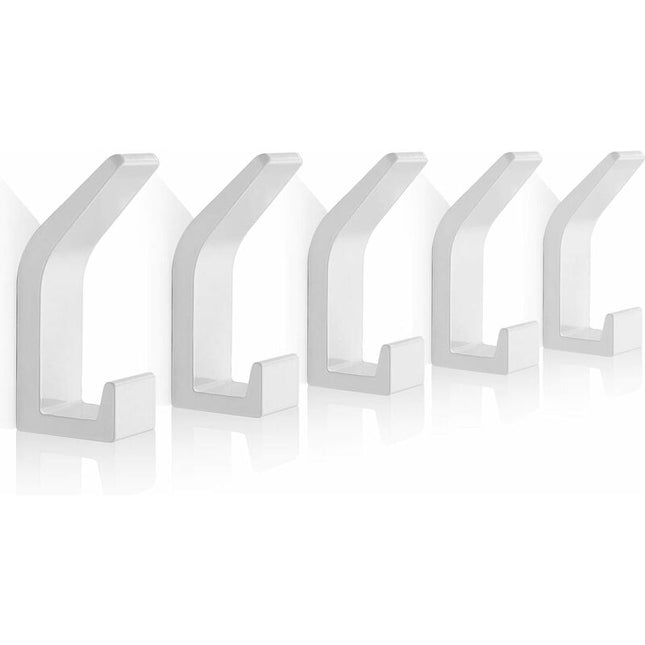 Self Adhesive Hooks Aluminum Wall Hook Waterproof Bathroom Towel And RObe Hooks For Kitchen Bathroom Closets 5 pcs.