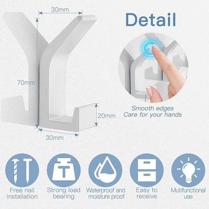 Self Adhesive Hooks Aluminum Wall Hook Waterproof Bathroom Towel And RObe Hooks For Kitchen Bathroom Closets 5 pcs.