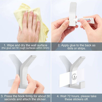 Self Adhesive Hooks Aluminum Wall Hook Waterproof Bathroom Towel And RObe Hooks For Kitchen Bathroom Closets 5 pcs.