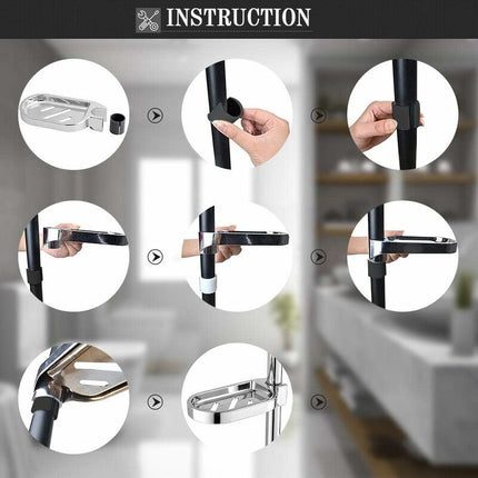 Shower Soap Tool, Abs Soap Dish Soap Holder Clip-On Tray Adjustable Flat Rail Practical Bathroom Gadget.