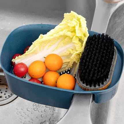 Kitchen Drain Baskets, Hanging Sink Basket Drain Holder Hanging Storage Shelf Sponge Holder Sink Drain Basket (Blue).