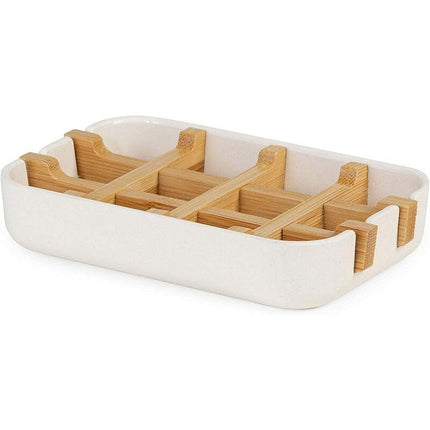 Compactor Soap Dish White, Eco-Friendly Bamboo, 100% Natural, 100% Biodegradable, 100% Plastic Free, 13 X 8.5 X 2.4Cm,.