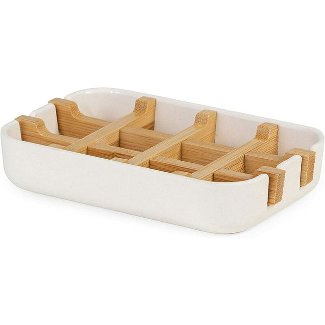 Compactor Soap Dish White, Eco-Friendly Bamboo, 100% Natural, 100% Biodegradable, 100% Plastic Free, 13 X 8.5 X 2.4Cm,.