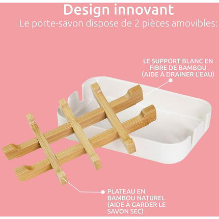 Compactor Soap Dish White, Eco-Friendly Bamboo, 100% Natural, 100% Biodegradable, 100% Plastic Free, 13 X 8.5 X 2.4Cm,.