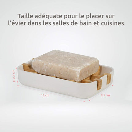 Compactor Soap Dish White, Eco-Friendly Bamboo, 100% Natural, 100% Biodegradable, 100% Plastic Free, 13 X 8.5 X 2.4Cm,.