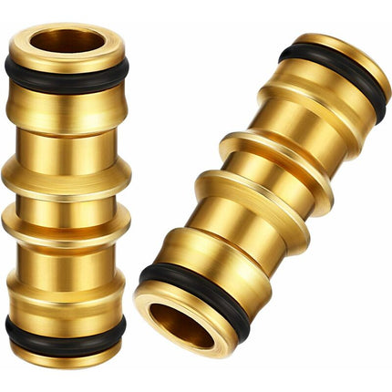 2 Pack Brass Garden Hose Connector For Garden Hose Tap (Double Male Brass Connector).