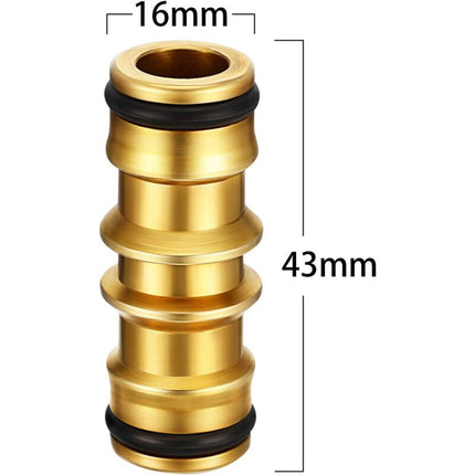 2 Pack Brass Garden Hose Connector For Garden Hose Tap (Double Male Brass Connector).